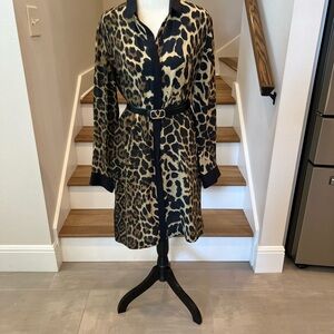 Daslu Classico Leopard Print Dress with Black Accents Size M